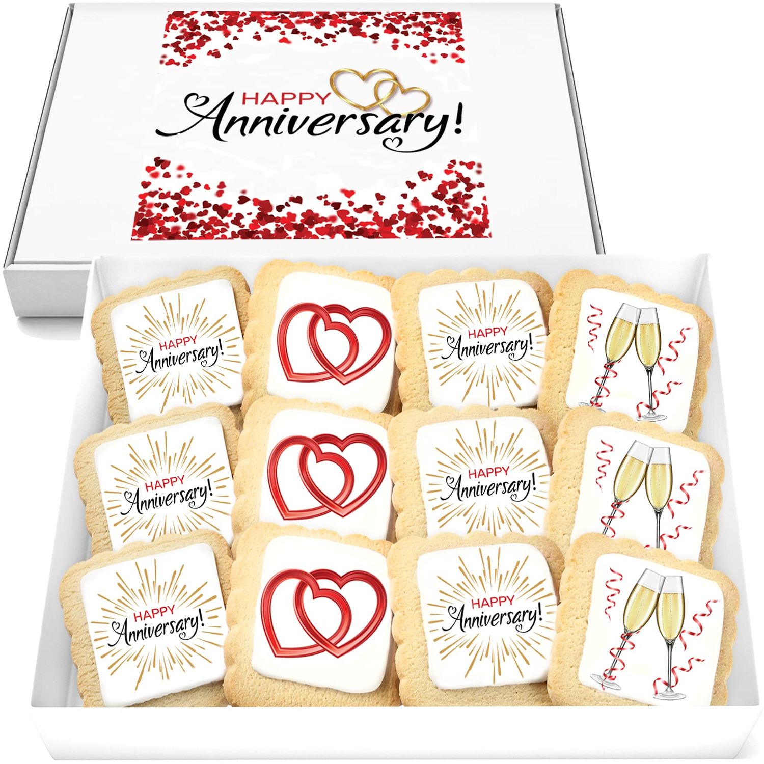 Happy Anniversary Cookies Gift Basket 12 PACK For Men Women Wife Husband Wedding Engagement Individually Wrapped Nut Free Kosher