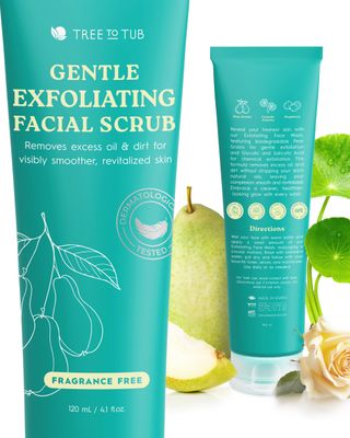 Tree To Tub Exfoliating Face Wash - Gentle Facial Exfoliator &amp; Face Scrub wSalicylic Acid for Glowing Skin - Non-Irritating Exfoliant to Remove Buildup &amp; Refine Texture - For All Skin Types
