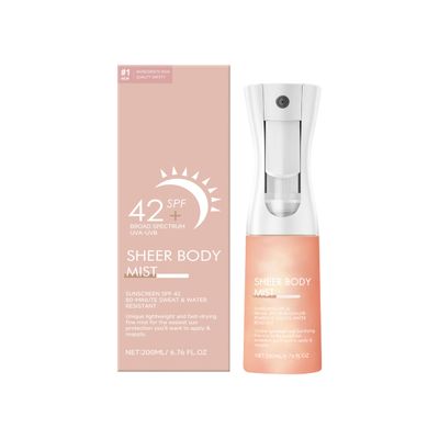 Sunglaze Sheer Body Mist Sunscreen SPF 42, Infused with Shimmering Body Oil, Hydrating Mist, Hydrates, Gives Skin a Glowy Finish, Lightweight, Gives Skin A Glowy Finish?6.7 Fl Oz?
