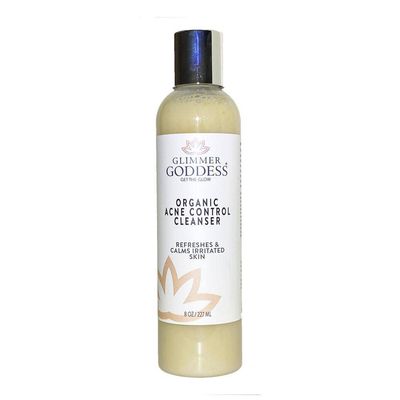 GLIMMER GODDESS Organic Acne Face Wash, Cleanser with Salicylic Acid for Acne &amp; Oily Skin, 8 oz
