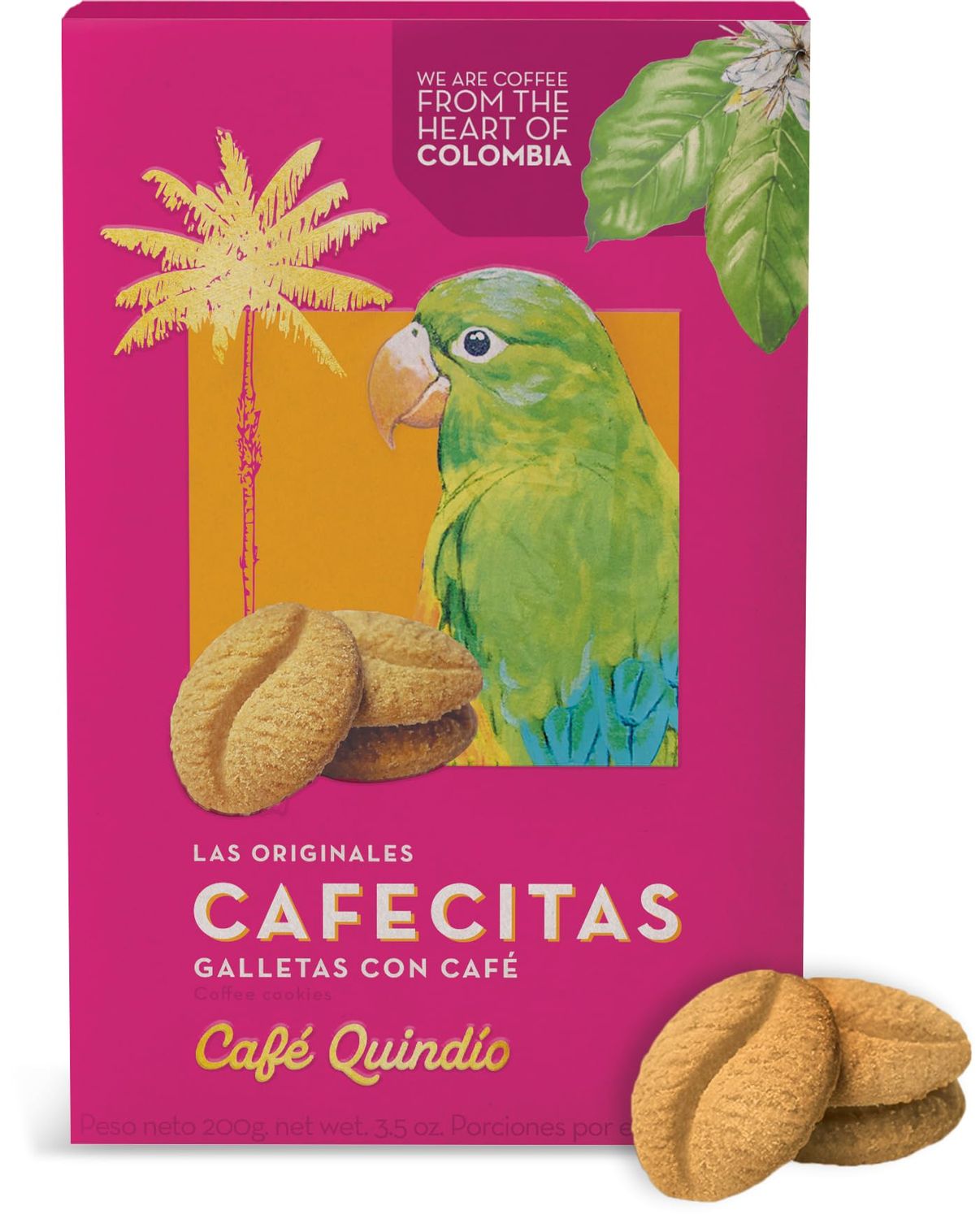 Cafe Quindio Coffee Cookies Cafecitas 7 Ounce Box 200g - Approximately 44 Cookies