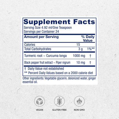 Vitanica, Turmeric Tonic, Non-GMO Liquid Turmeric Curcumin Supplement 1000 mg, with Black Pepper and Ginger, Antioxidant, Vegan, Gluten Free, 4 Ounce