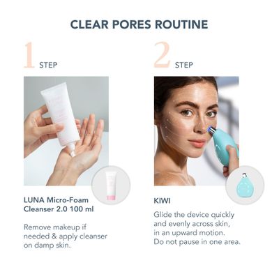 FOREO Blackheads Suck KIWI Bundle - Whitehead & Black Head Remover for Face LUNA Micro-Foam Cleanser 2.0, 3.5 oz - Vacuum Skin Care Tools - Blackhead Extractor for Face & Nose - No Pore Strips