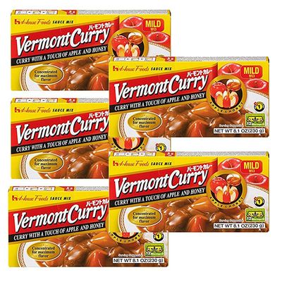 5 Packs House Foods Vermont Curry Mild 8.11 Oz 230g