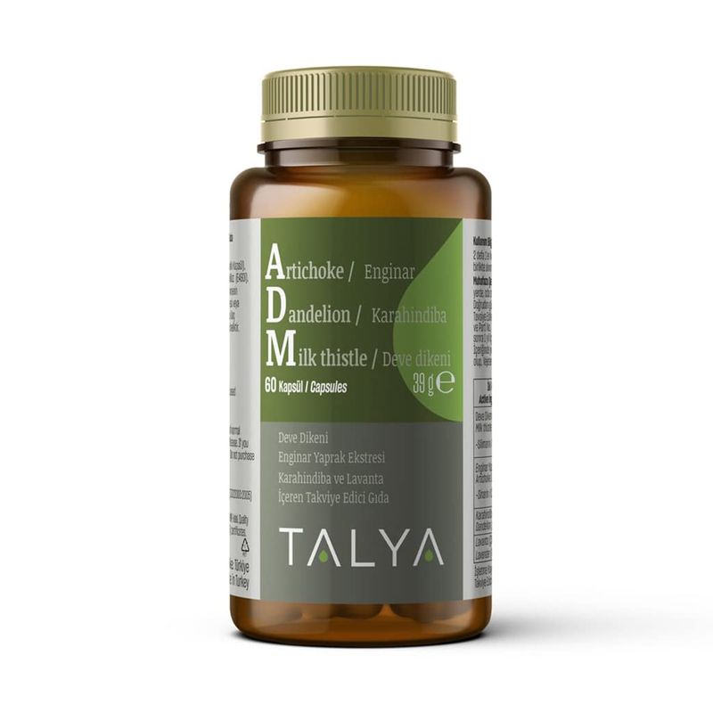 Talya ADM - Artichoke - Dandelion - Milk Thistle - Special Blend for Liver Detox - Veg Caps - Promotes Healthy Liver Balance