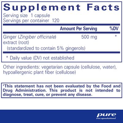 Pure Encapsulations Ginger Extract Supplement to Support The Digestive, Musculoskeletal, and Cardiovascular Systems 120 Capsules