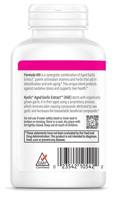 Kyolic Aged Garlic Extract Formula 105, Detox &amp; Anti-Aging, 200 Capsules Packaging May Vary