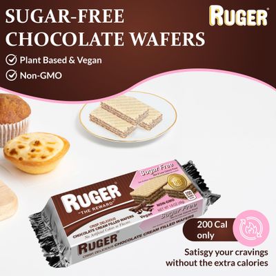 RUGER Sugar-Free Chocolate Wafers 1.6 Ounce Pack of 12 - Deliciously Crisp and Guilt-Free Chocolate Treats with Natural Ingredients, Non-GMO, Vegan, No Artificial Colors or Flavors - Perfect for We...
