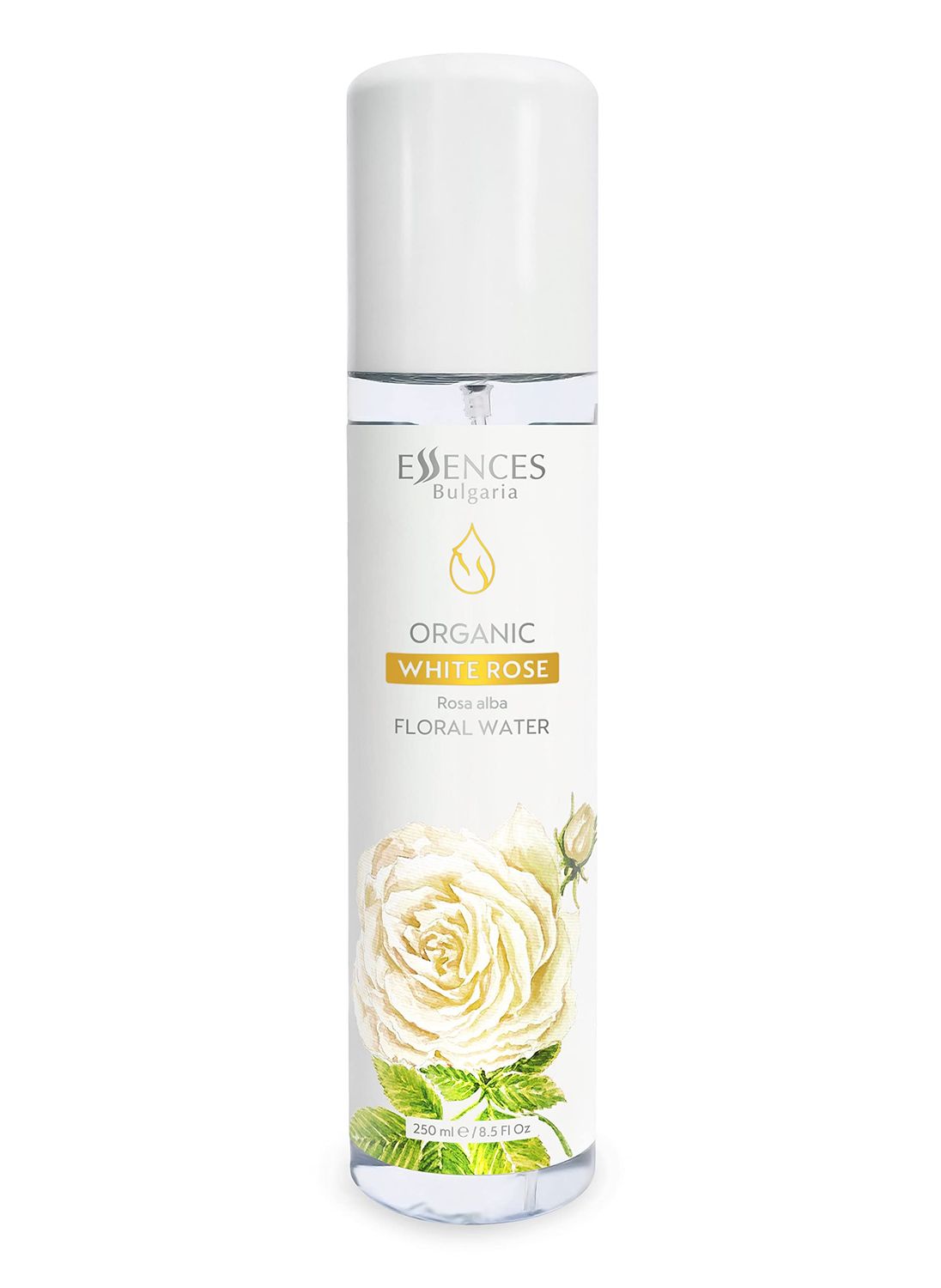 Essences Bulgaria Organic White Rose Floral Water 8.5 Fl Oz 250ml Rosa alba 100 Pure and Natural Anti-Age Refreshing Beauty Mist Alcohol-Free Makeup Remover Hydrating Vegan