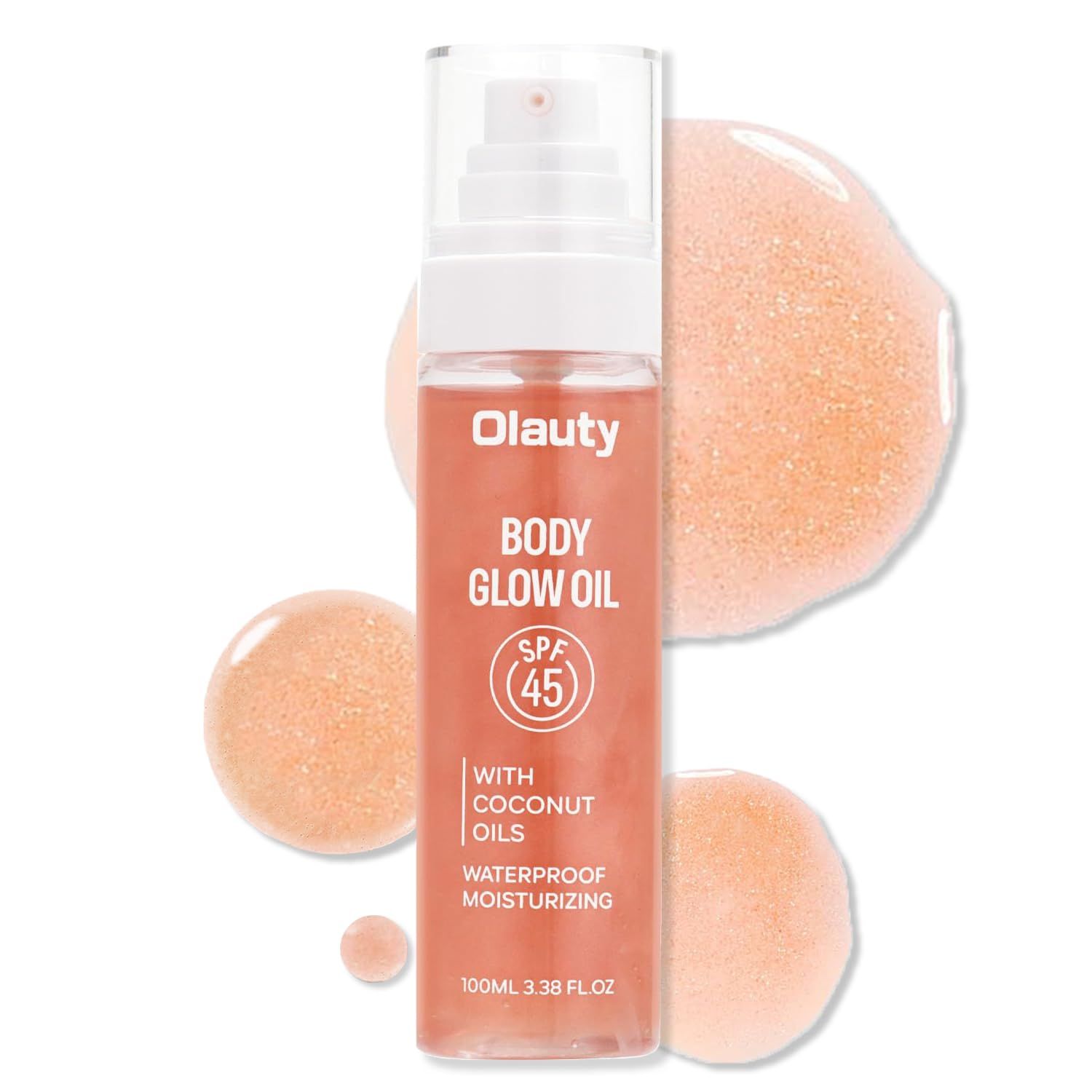Body Glow Oil for Women and Men,Spf 45 Sunscreen Body Oil with Coconut Oils,Lightweight Gel Texture Skin Moisturizer Absorbs Quickly,Non Sticky,Beach Vacation Essentials,3.38 fl oz