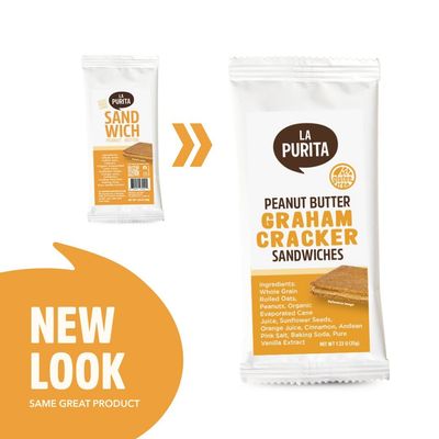 La Purita Peanut Butter Graham Cracker Style Sandwich Cookies - Vegan, Gluten & Dairy Free, Whole Food Plant-Based, No Oil Added, Healthy Snacks for Adults, 12 CT