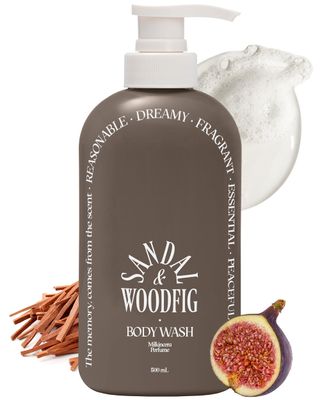 ODID Milk in Cera Perfume Body Wash - Korean Moisturizing Body Cleanser for All Skin Types - Cozy Wood &amp; Fig Scent- with Milk Protein and Ceramide, 16.9 fl.oz.