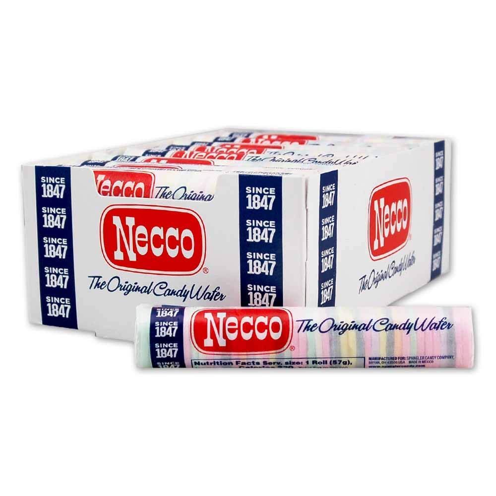Necco Wafers, The Original Candy Wafers Display Pack - Assorted Flavor Tray, Retro Sweets for the Holidays, Vintage Candy in Bulk Box - 2-Ounce Rolls Pack of 24
