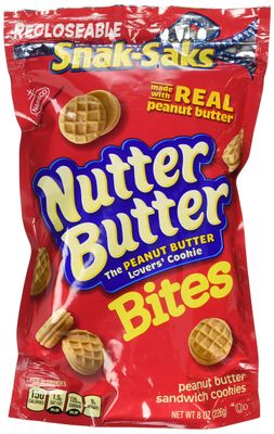 Nabisco, Mini Nutter Butter, Bite Size Snak-Saks, 8oz Bag Pack of 3