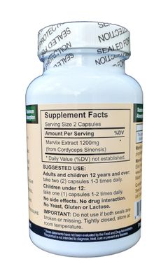 Marvlix - with Cordyceps Sinensis Mushroom, Supports Heart, Lungs, Kidneys, Liver - Pure, Potent and Bioavailable - 120 Capsules