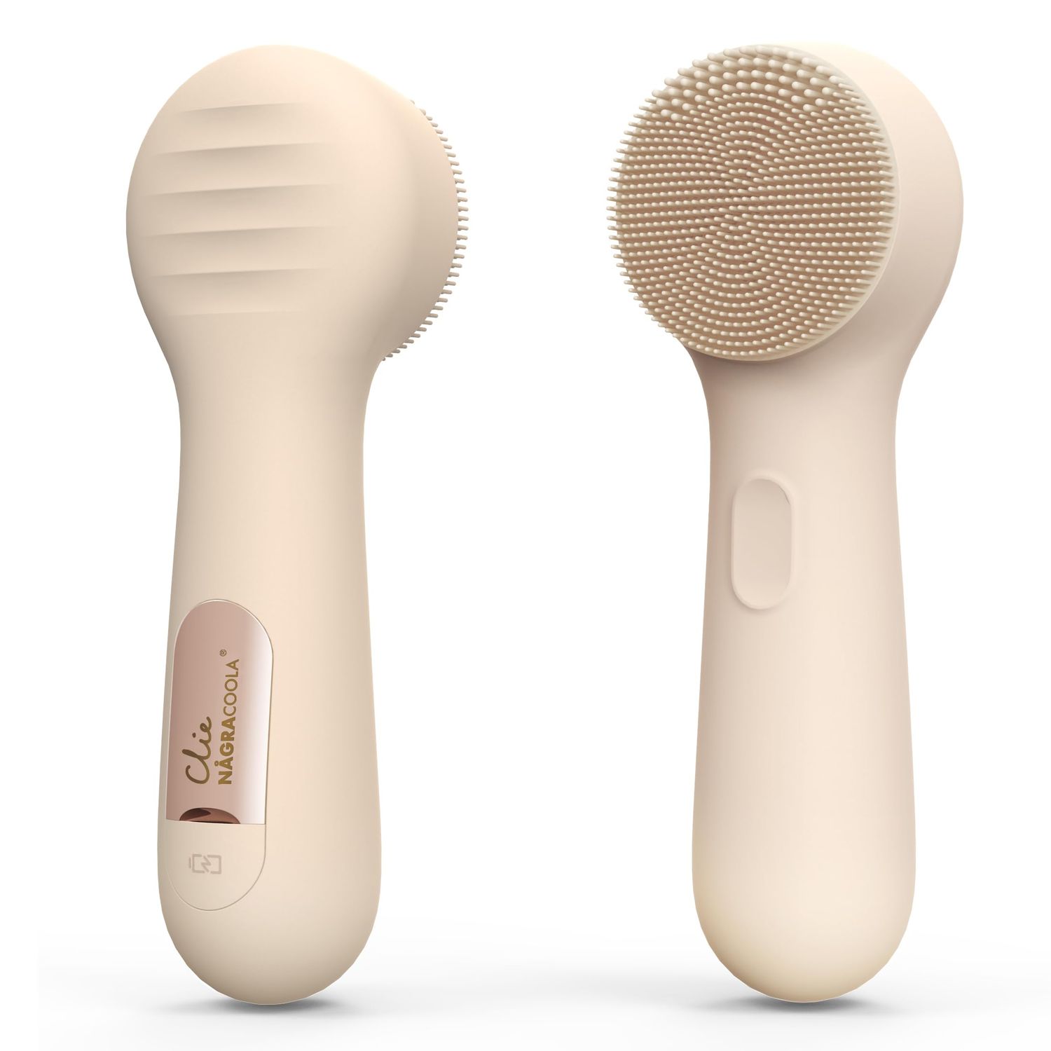 Silicone Face Scrubber, NagraCoola CLIE 2.0 Facial Cleansing Brush, Rechargeable, Waterproof Face Scrub Brush for Cleansing, Exfoliating, Massaging, Electric Facial Exfoliator for Women and Men - Oat