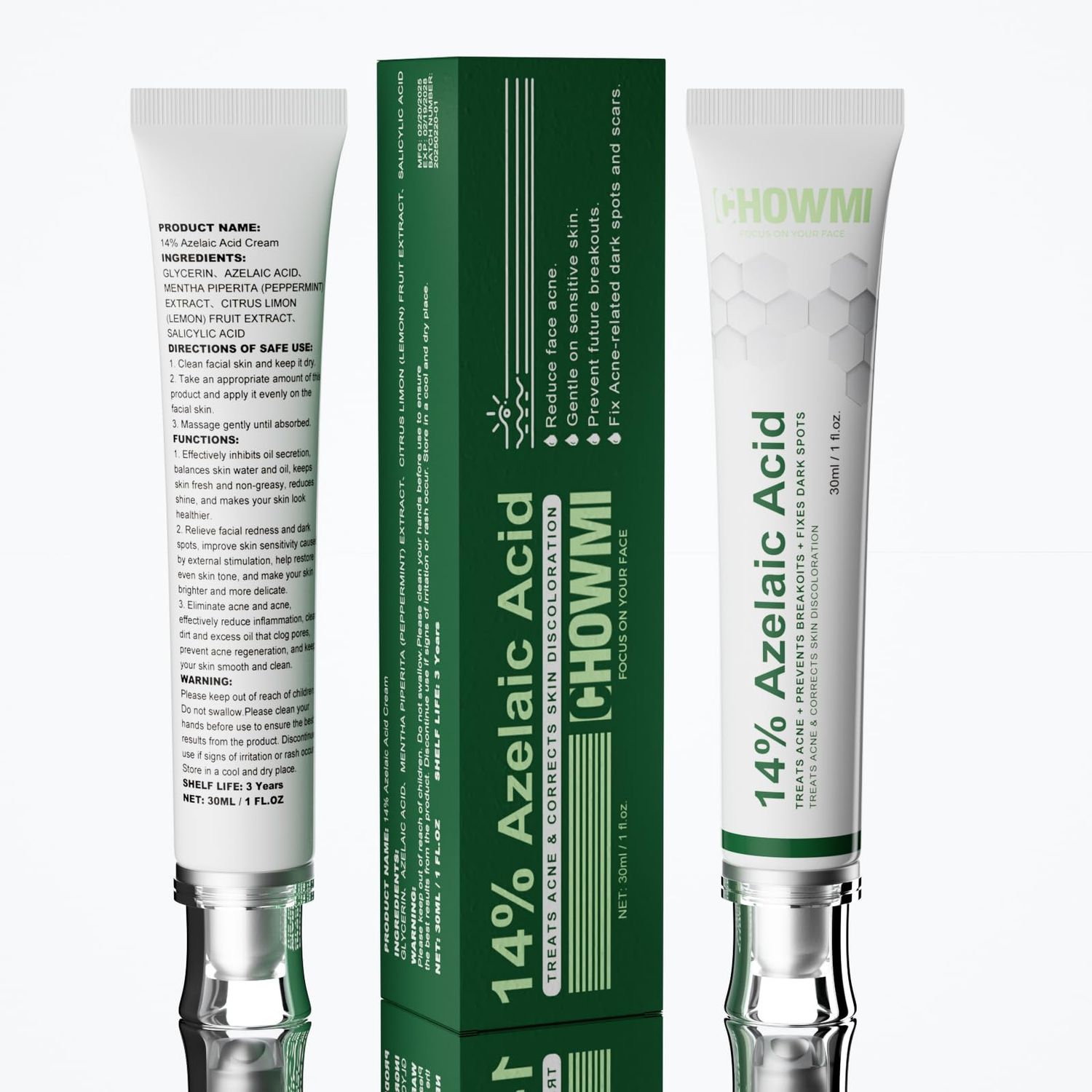 Azelaic Acid 14 Salicylic Acid Serum with Niacinamide - Reduces Acne, Redness, Scars &amp; Oily Skin - Brightening Facial Serum for Clear, Balanced Skin 1PCS