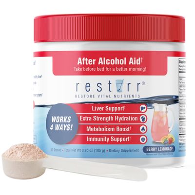 restirr After Alcohol Aid &amp; Recovery: Supports Liver Health, Boosts Metabolism and Supports The Immune System with DHM, Milk Thistle, B-Complex, Hydration. 30 Doses