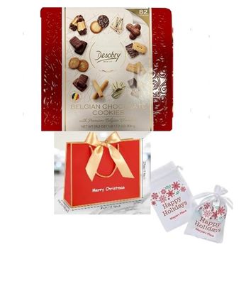 Luxury Assortment Of Europeen Christmas Chocolate Cookie Christmas Cookie Assortment Desobry 28.2oz-Packaged with Maryse&#39;s Place Holiday Bag