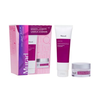 Murad Smooth Hydrate - 2-Piece Full-Sized Set 122 Value - Exfoliatng Acids to Polish Dull Skin and Deliver Critical Hydration - AHABHA Cleanser 5.0Fl Oz, Hydro-Dynamic Moisture 1.7Fl Oz