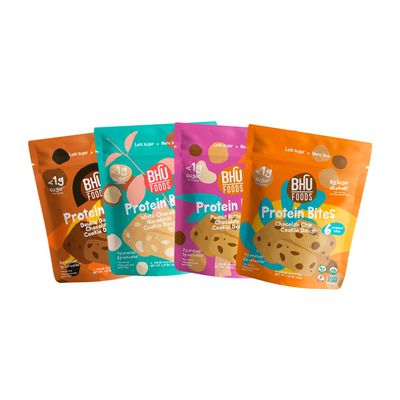 Bhu Foods Keto Bites, Cookie Dough Lovers Variety Pack, Chocolate Chip, Dark Chocolate, Macadamia &amp; Peanut Butter, Organic Snacks for Adults, Individually Wrapped 4 Pack