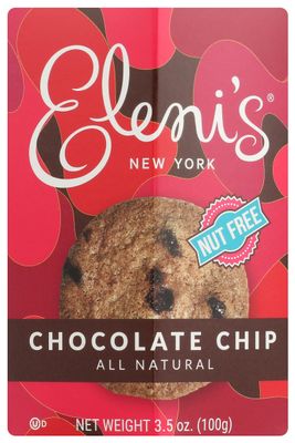 Eleni&#39;s Cookies Chocolate Chip, All Natural, Kosher, Nut Free, 3.5 Ounce Pack of 6
