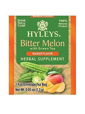 Hyleys Bitter Melon with Green Tea - Mango Flavor - 25 Tea Bags - Supports Healthy Liver Function - Herbal Supplement - 6 Pack - 150 Tea Bags Total
