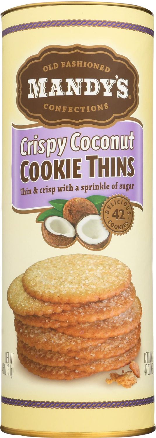 MANDYS Cookie Thins, Crispy Coconut, 4.6 OZ