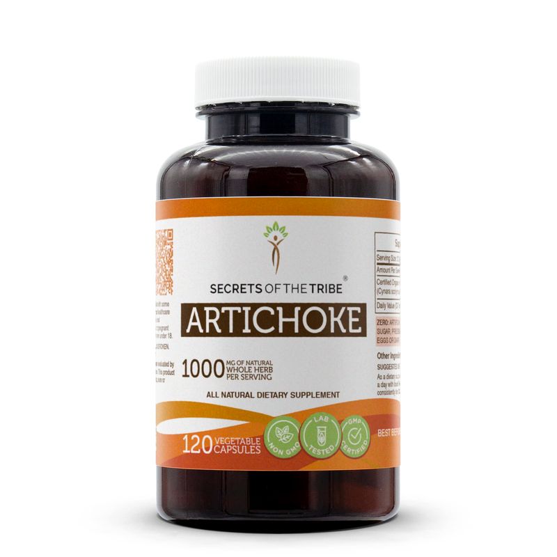 Secrets of the Tribe Artichoke 120 Capsules, 1000 mg, Artichoke Cynara scolymus Dried Leaf 120 Capsules