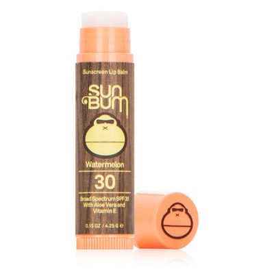 Sun Bum SPF 30 Sunscreen Watermelon Lip Balm - Moisturizing Aloe Vera and Vitamin E - Vegan and Cruelty Free - Broad Spectrum UVAUVB Lip Protection - 0.15 oz Stick