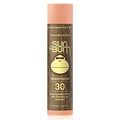 Sun Bum SPF 30 Sunscreen Watermelon Lip Balm - Moisturizing Aloe Vera and Vitamin E - Vegan and Cruelty Free - Broad Spectrum UVAUVB Lip Protection - 0.15 oz Stick
