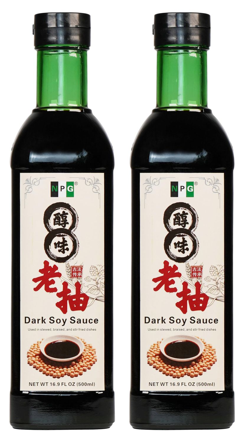 NPG Premium Dark Soy Sauce Set 16.9 FL Oz Pack of 2, Soy Dipping Sauces for Fish, Dumpling, Noodles, and Marinade Meat, Perfect Condiment for Japanese Sushi, Sashimi, Asian Stir Fry, Vegan, Non-GMO