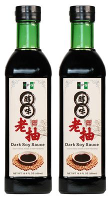 NPG Premium Dark Soy Sauce Set 16.9 FL Oz Pack of 2, Soy Dipping Sauces for Fish, Dumpling, Noodles, and Marinade Meat, Perfect Condiment for Japanese Sushi, Sashimi, Asian Stir Fry, Vegan, Non-GMO