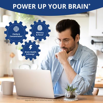 NuBrain Booster - Brain Supplement for Brain Booster, Memory, Focus & Clarity Support with St. Johns Wort, Ginkgo Biloba, Bacopa & More - Premium Nootropic Brain Supplement - 60 Vegan Capsules