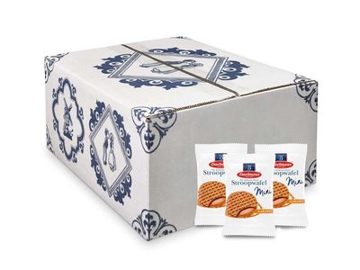 Daelmans Mini Caramel Stroopwafels - Individually Wrapped Waffle Cookies, Sweet Snack for Coffee &amp; Tea, Authentic Soft Toasted Dutch Waffles, Cinnamon, Vanilla, Certified Kosher Dairy - 200 Count Box