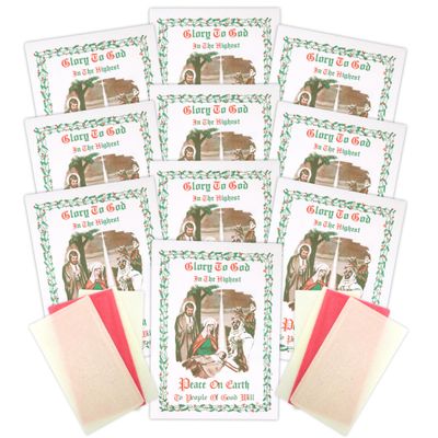 Glory to God 3 White 1 Pink Traditional Polish Christmas Oplatki Wafers with Story Envelope, Pack of 10