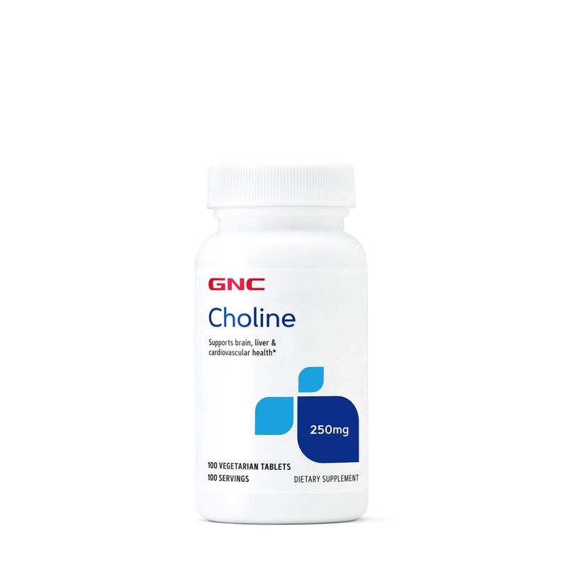 GNC Choline 250mg Supports Brain, Liver and Cardiovascular Health Vegetarian 100 Count