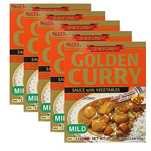 5 Packs S&amp;B Golden Curry Sauce with Vegetables Mild 8.10 Ounce