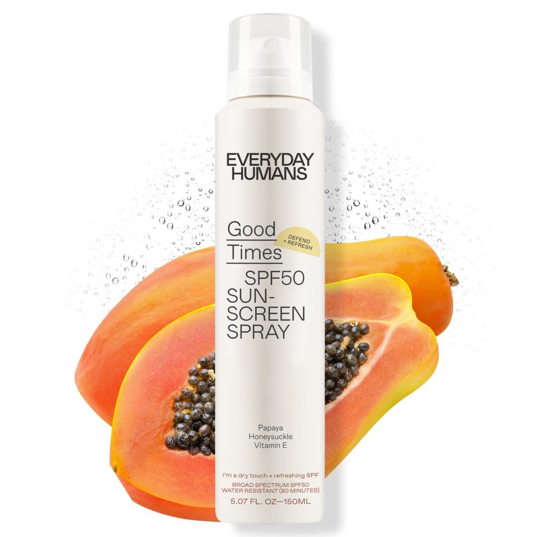 EVERYDAY HUMANS SPF50 Clear Sunscreen Spray Mist 5.1oz Oxybenzone-Free UVAUVB Protection wAntioxidants, Vitamin E For Face &amp; Body Water Resistant and Non-Aerosol