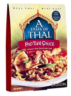A Taste of Thai Pad Thai Sauce - 3.25oz Pack of 6 Ready-to-Use Mix Flavored with Classic Thai Spices Use for Noodles Marinade Dips Salad Dressing Stir-fry &amp; More Non-GMO Gluten-free