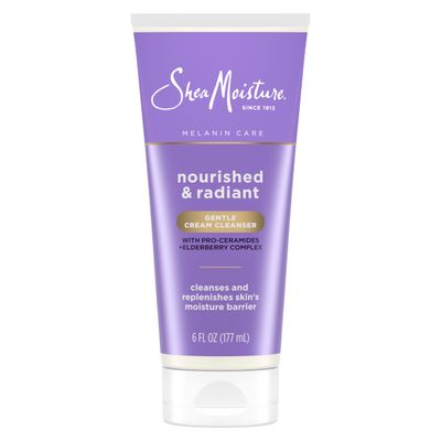 SheaMoisture Melanin Care Gentle Cream Cleanser Nourished &amp; Radiant for Cleansing &amp; Replenishing Skin&#39;s Moisture Barrier, with Pro-Ceramides Elderberry Complex, 6 oz