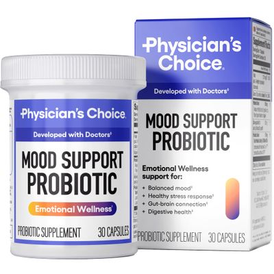 Physician&#39;s CHOICE Mood Support Probiotic - Supports a Balanced Mood, Healthy Stress Response &amp; Digestive Health with Prebiotics, Ashwagandha, Vitamin B12, Folate - for Men &amp; Women - 30ct