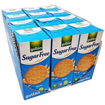 Gullon Sugar Free Digestive Biscuits, 12 x 245g - Vegan, High Fiber, No Added Sugar, Ideal for Diabetics &amp; Health-Conscious Lifestyles