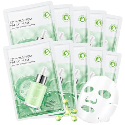 Retinol Serum Face Masks Skincare for Women &amp; Men 10 Packs, Hydrating Face Masks for Lifting, Firming, Facial Sheet Masks with Vitamin ABE, Moisturizing Facemask Skin Care Christmas Gifts