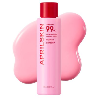 APRILSKIN TXANiacinamide 99 Pink Milky Toner 99 High-Purity TXA 3 Niacinamide 5 Highly Concentrated Cream Toner Deep Moisturizing Formula for Dull Skin 5.07 fl.oz.