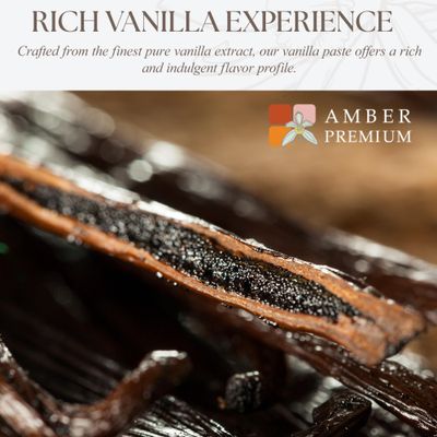 Amber Premium Pure Vanilla Bean Paste 150g 4 fl oz US - Made with Authentic Madagascar Vanilla Extract - Vegan, Kosher, Chef Recommended for Baking, Desserts, and Pastries