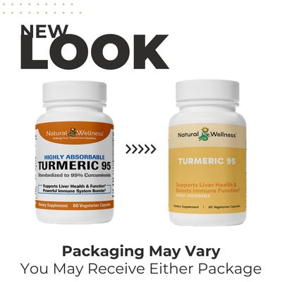 Natural Wellness Turmeric 95 with BioPerine - High Absorption Turmeric for Joint Health, Immune Support, and Liver Detox - 60 Vegan Capsules