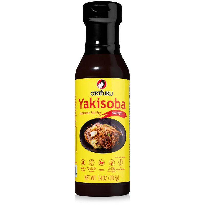 Otafuku Yakisoba Sauce for Japanese Stir Fry Noodles, Gluten-Free &amp; Vegan Yakisoba Sauce Authentic Umami Flavor - No Artificial Flavors, Colors or Preservatives 14 Oz