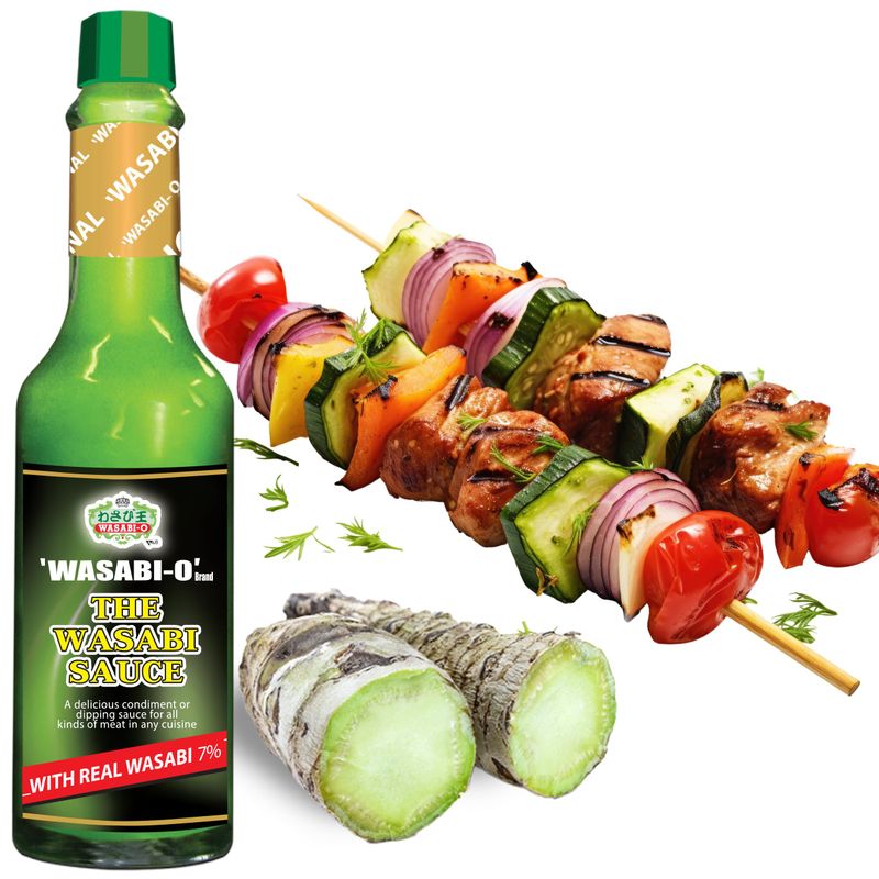 Wasabi-O Hot &amp; Spicy Wasabi Sauce - Real Japanese Wasabi Green Sauce, Vegan, Gluten-Free, Organic, Mild Heat for Sushi, Seafood, Steak, Dipping, 2.2oz