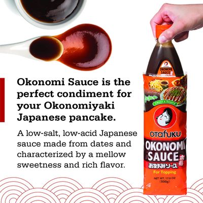 Otafuku Okonomi Sauce, Vegan Japanese Topping for Okonomiyaki Pancakes 17.6 Ounces